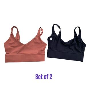 Set of 2 Stretch Sports Bras Cinnamon Brown and Black NEW size Small